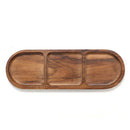 Axyaa Acacia Wood Three-Grid Side Dish for Japanese Pickles and Sauces