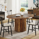 Axyaa 55" Rustic Wood Oval Dining Table for 4-6 People, Small Seminar Table