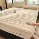 Axyaa Plush Shaggy Fur Mattress Cover Soft Elastic Fitted Sheet Solid Color Protector