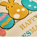 Axyaa Easter Bunny Cushion Cover - Cozy Embroidered Canvas Pillow for Living Room