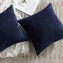 Axyaa's Striped Corduroy Throw Pillow Cover Set - Super Soft Decorative 18x18 for Couch