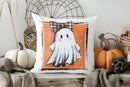 Axyaa Pink House & Ghost Halloween Pillow Cover for Sofa, Bedroom, Car