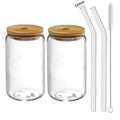 Axyaa Glass Bubble Tea Cup with Straw and Bamboo Lid - Premium Drinking Glass