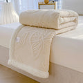 Axyaa Butterfly Jacquard Fleece Blanket: Luxurious 3D Butterfly Design, Thick & Warm for Bed Sofa