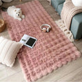 Axyaa Pink Rabbit Faux Fur Living Room Rug for Kids Girls Bedroom