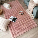 Axyaa Pink Rabbit Faux Fur Living Room Rug for Kids Girls Bedroom