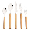 Axyaa Bamboo Handle Cutlery Set Stainless Steel Flatware Dinnerware Kitchen Tableware