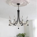 Axyaa Black Metal Candle Chandelier LED Pendant Lights for Living Room Home Decor