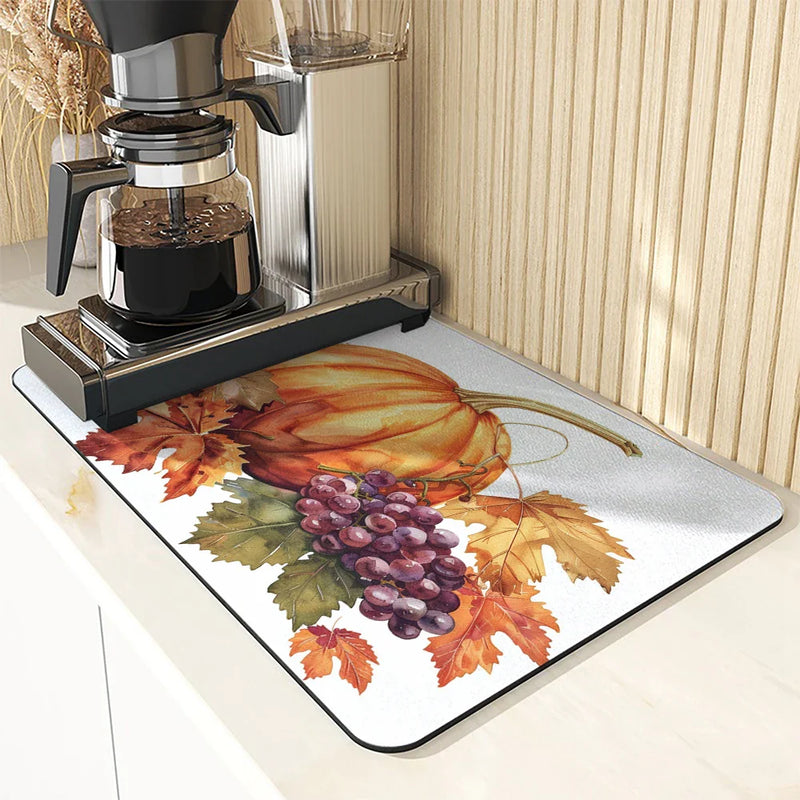 Axyaa Diatom Kitchen Tableware Draining Mats - Thanksgiving Absorbent Bowls Pad