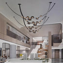 Axyaa Italian Leather Glass Chandelier_LED Pendant Lamp for Home Decor
