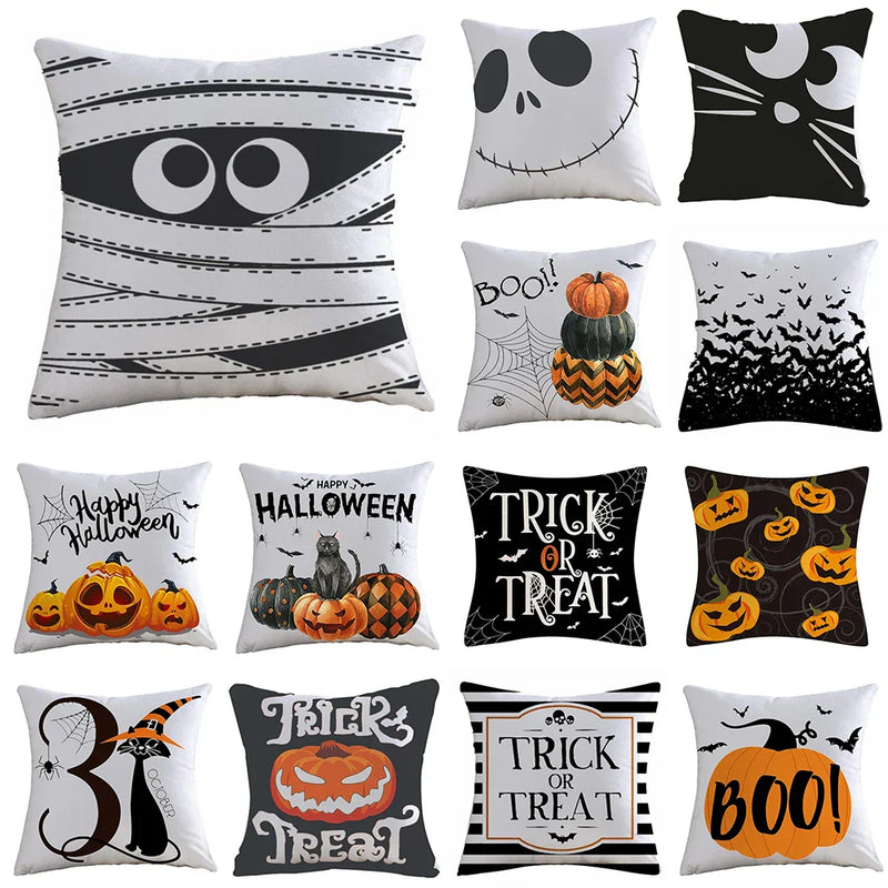 Axyaa Spooky Pumpkin Bat Pillowcase for Home Sofa Cushion Decor