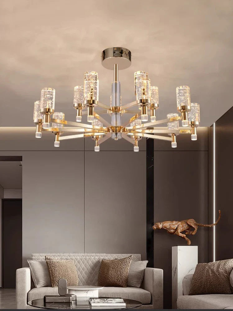 Axyaa Luxe Bubble Crystal Chandelier - Elegant Room Decor Lighting