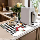 Axyaa Christmas Watercolor Draining Mat for Kitchen and Bathroom