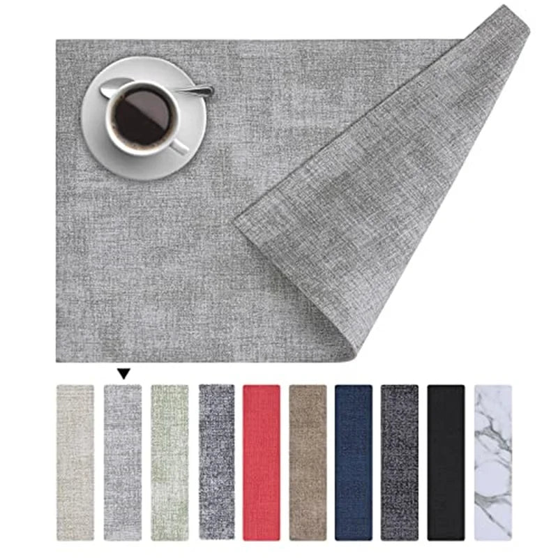 Axyaa Heat Resistant Leather Placemats - Waterproof Non-slip Kitchen Table Mats