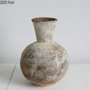 Axyaa Retro Ceramic Vase: Wabi Sabi Style Plant Pot for Aesthetic Room Decor