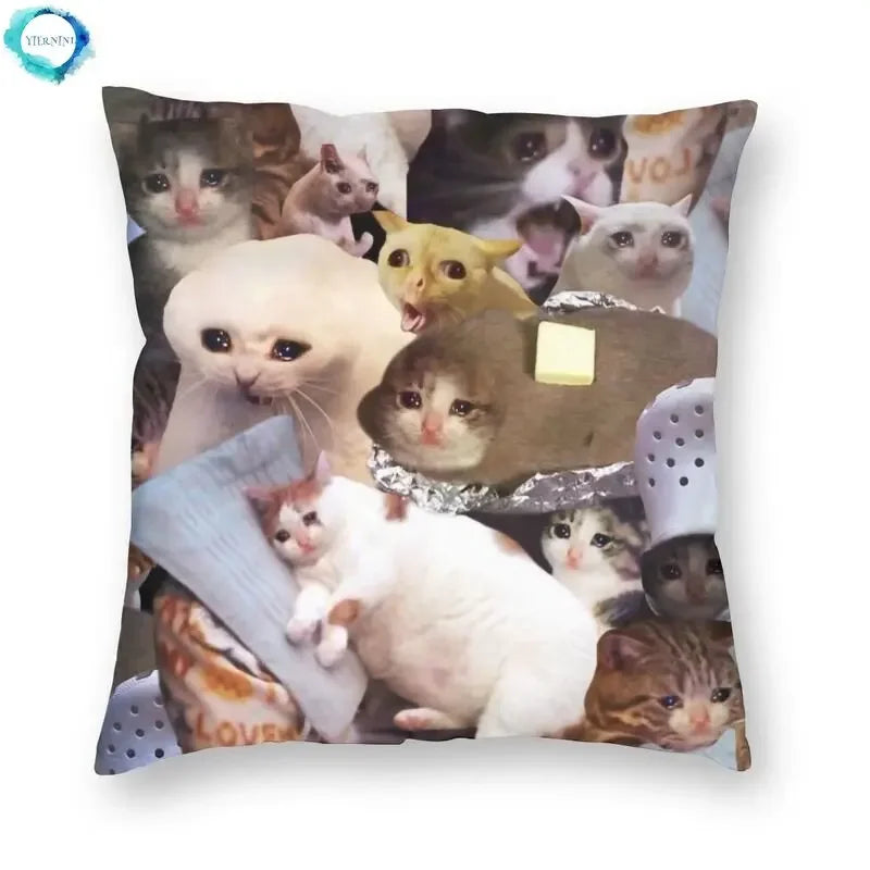 Crying Cat Cushion Cover Axyaa Dynamic Series Branded Design Square Pillow Cover
