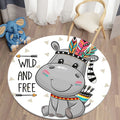 Axyaa Lion Cartoon Animal Round Carpet for Living Room Children's Bedroom