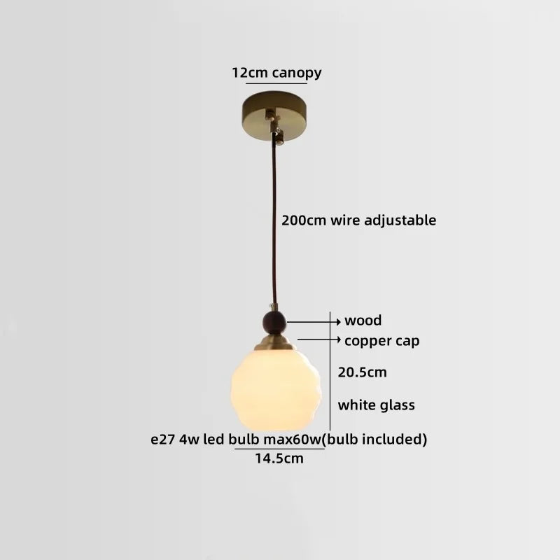 Axyaa Ceramic Wood Copper LED Pendant Light - Japan Style Chandelier