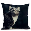 Axyaa Cat Pattern Cushion Cover 45x45cm Linen Pillowcase for Home Sofa Art Decor