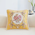 Axyaa Chenille Vintage Ivory Floral Embroidered Throw Pillow Cover