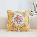 Axyaa Chenille Vintage Ivory Floral Embroidered Throw Pillow Cover