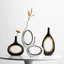 Axyaa Golden Flower Vase for Home Decoration and Hydroponics - Round Ceramic Vase