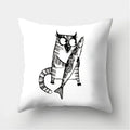 Axyaa Black & White Cat Pattern Cushion Cover for Living Room, Bedroom & Sofa
