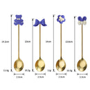 Axyaa Cartoon Dessert Spoon Set - Gold Cutlery for Coffee, Ice Cream, and More