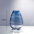 Axyaa Blue Ripple Glass Vase Hydroponic Flower Pots Home Decor Artificial Floral Arrangement