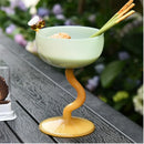 Axyaa Two Tone Glass Goblet Set - Elegant Stemware Champagne Coupes & Ice Cream Cups