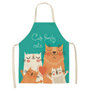 Axya Cute Cat Print Cotton Linen Sleeveless Apron for Cooking Baking Kitchen
