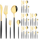 Axyaa Stainless Steel Cutlery Set - Black Silver Dinnerware Flatware Tableware Kit