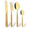 Axyaa Stainless Steel Gold Cutlery Set - 4Pcs Knife Fork Spoons Dinnerware Kitchen Flatware