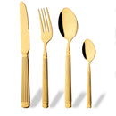 Axyaa Stainless Steel Gold Cutlery Set - 4Pcs Knife Fork Spoons Dinnerware Kitchen Flatware