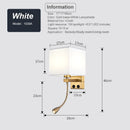 Axyaa LED USB Bedside Wall Lamp 3W Spot Light Fabric Modern Indoor Lighting