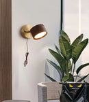 Axyaa LED Wall Sconce Lamp Walnut Wood Base Modern Art Fixture
