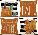 Axyaa Buffalo Check Print Linen Pillow Cover 45x45 for Fall Thanksgiving Decor