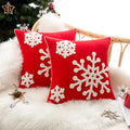 Axyaa Christmas Snowflake Plush Pillow Cover Embroidered Cotton Cushion 1PC