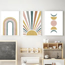 Axyaa Boho Rainbow Sun Moon Landscape Art Print Canvas Home Decor