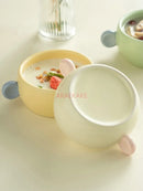 Axyaa Kids Ceramic Ears Bowl, Colorful Children's Tableware, Cute Rice Eating Bowl
