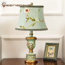 Axyaa Green Resin Bedroom Table Lamp Retro European Bedside Lamp