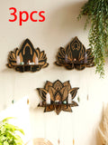 Axyaa Black Lotus Crystal Wall Shelf: Boho Floating Shelves for Aesthetic Décor