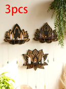 Axyaa Black Lotus Crystal Wall Shelf: Boho Floating Shelves for Aesthetic Décor