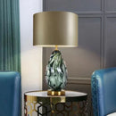 Axyaa Glass Table Lamp White Gold Color Fabric Lampshade Study Living Bedroom Desk Light