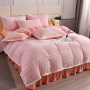 Axyaa High-End Jacquard Milk Fleece Winter 4-Piece Bed Set