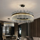 Axyaa Black/Gold Metal Crystal Chandelier LED Pendant Light Luxe Dimmable Fixture