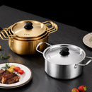 Axyaa Stainless Steel Ramen Pot with Golden Cover - Double Ears Cookware