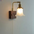 Axyaa Brass Walnut Wood Glass Wall Sconce LED Lamp Rotation Stair Light