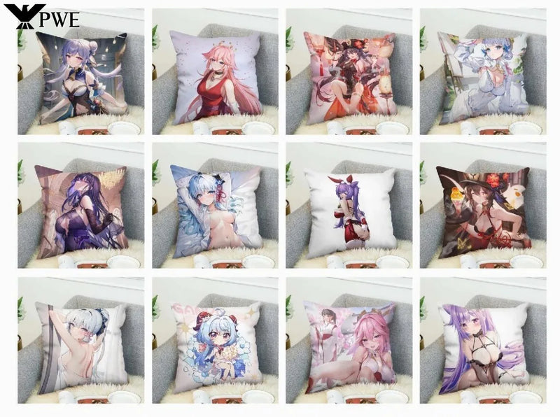 Axyaa Anime Genshin Impact Pillow Case Decor Cover for Bed and Sofa