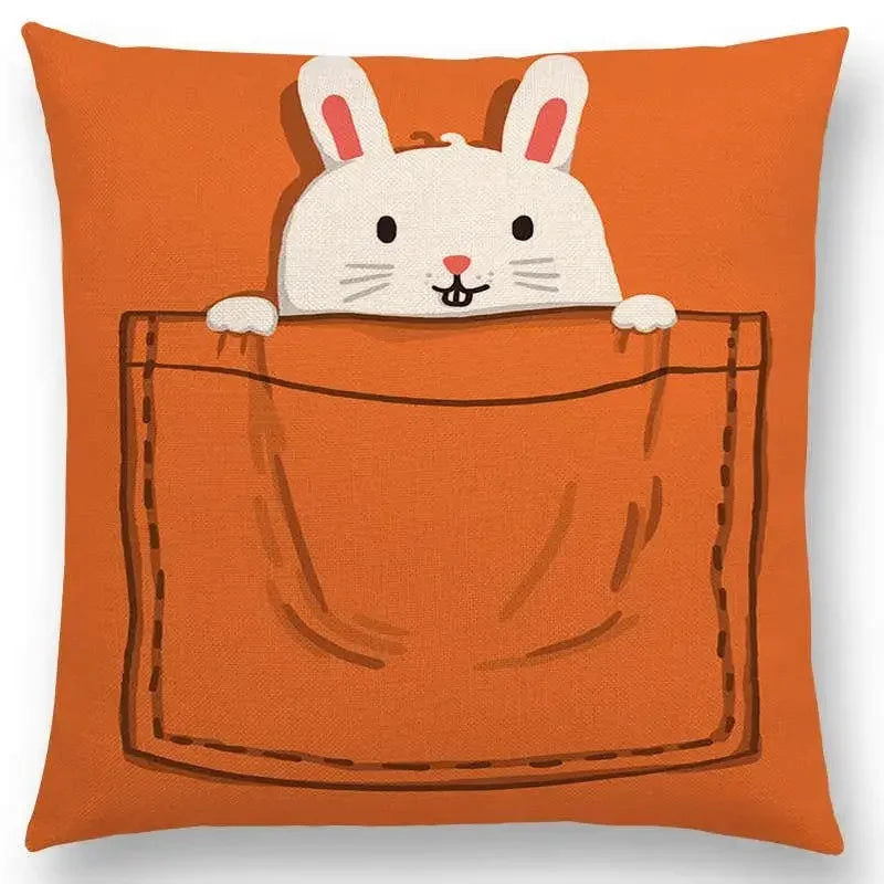 Axyaa Cartoon Animals Cushion Cover - Cat Flamingo Penguin Rabbit Pillow Case